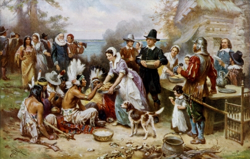 First Thanksgiving - Painting by Jean Leon Gerome Ferris (1899)