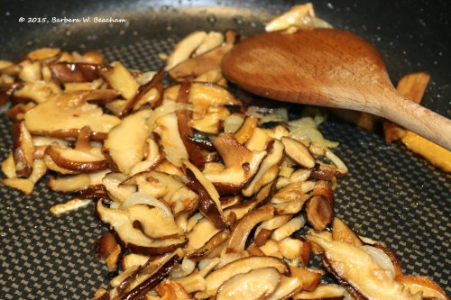 Brown the mushrooms and onion
